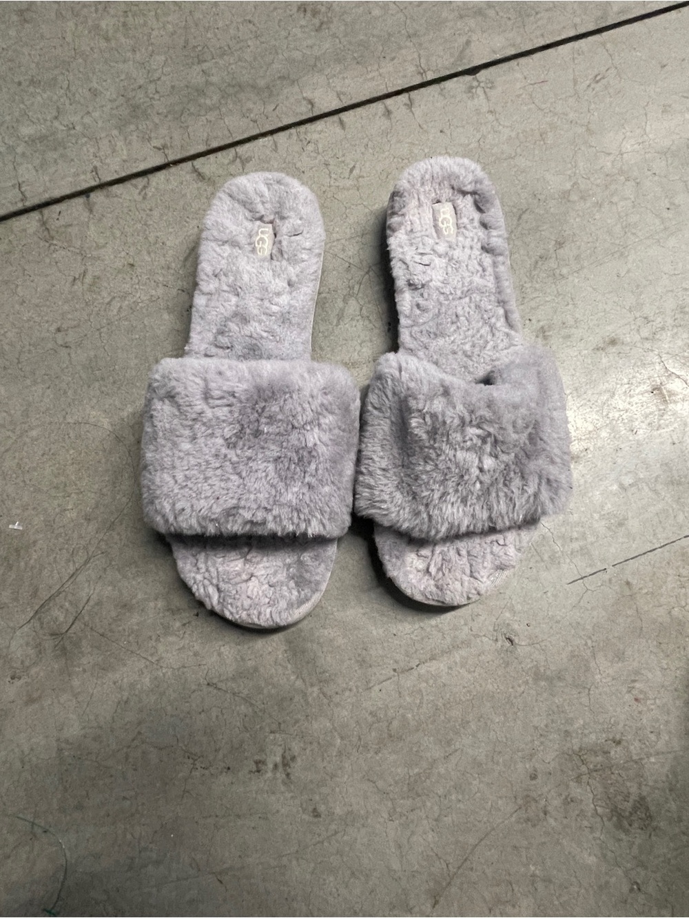 UGG Cozette Slide 'Simplistic Casual Fuzzy Fashion Slipper Grey Purple Sz 12